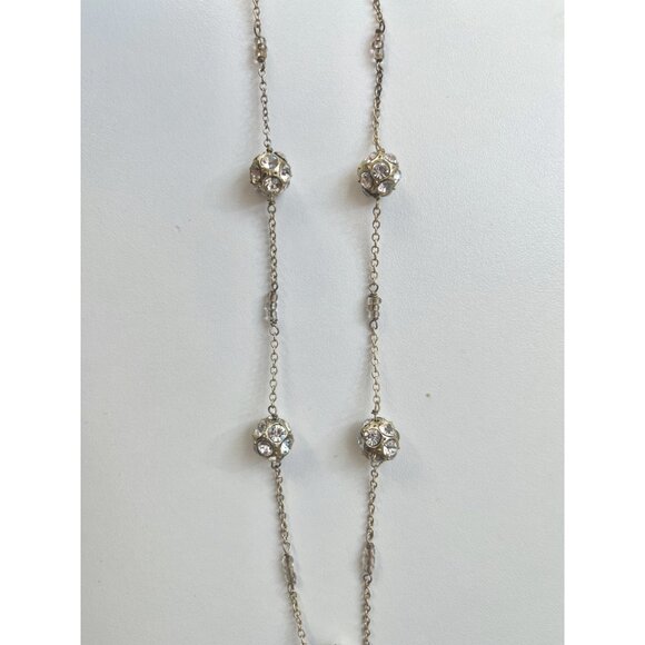 Abercrombie and Fitch Gold Chain Necklace with Rhinestones and Glass Beads - Picture 5 of 8